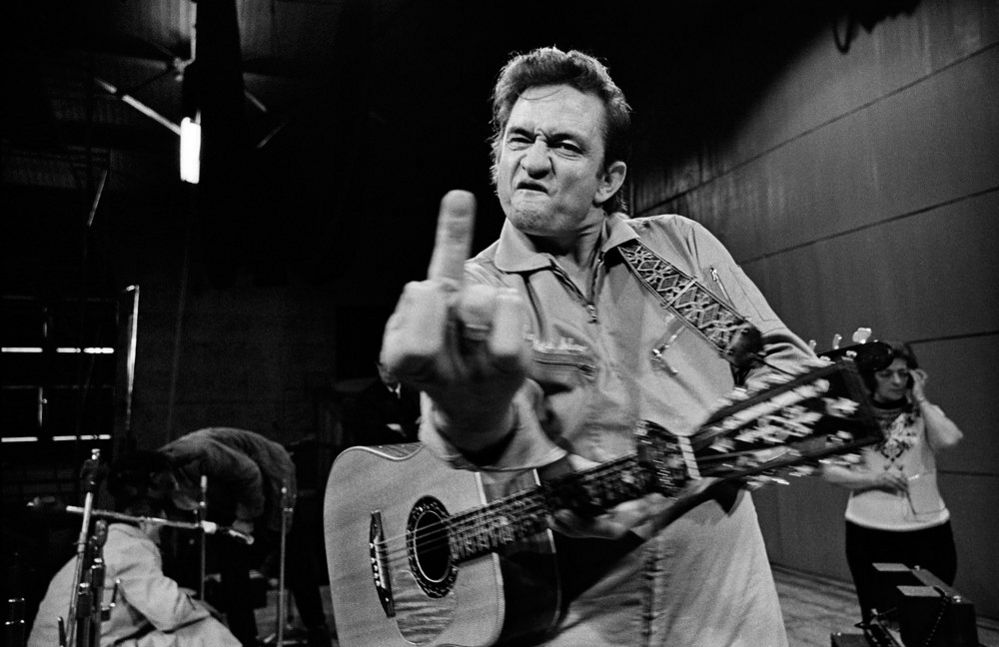 Johnny Cash flipping the bird was taken in 1969 at San Quentin State Prison
